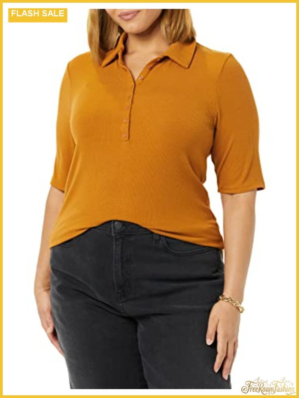 Womens Fine Rib Polo Shirt Collared Button Front Short Sleeve Casual Top